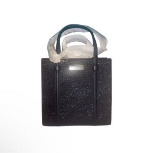 NWT Limited Edition Kate Kenzie Black Glitter Small Tote Crossbody Bag